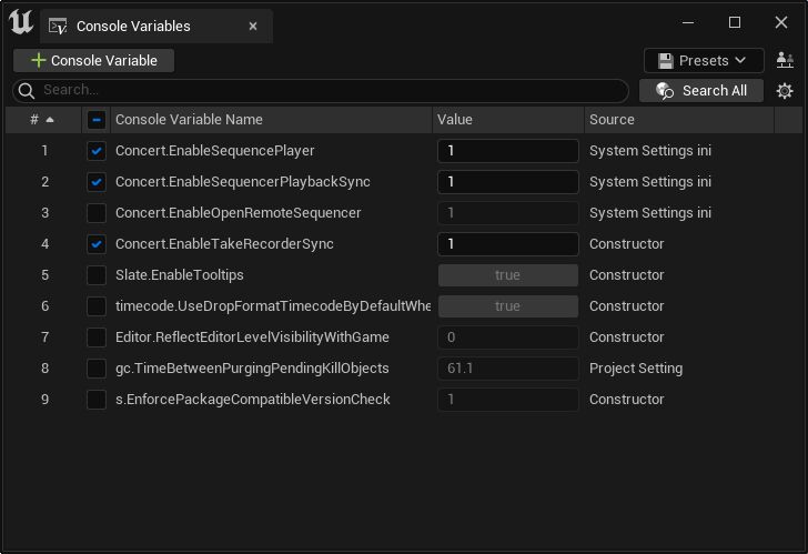 Console Variables in Unreal Engine 5.